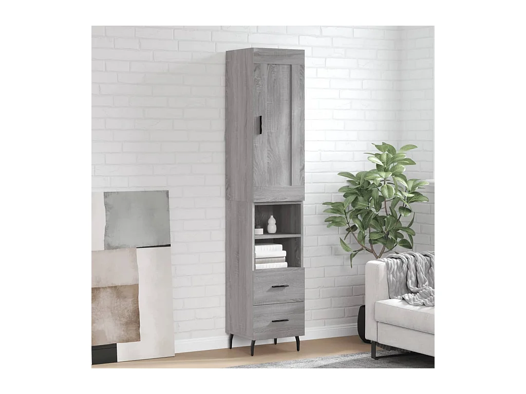 Credenza | Buffet | Armadio Grigio Sonoma 34,5x34x180 cm in Legno Multistrato