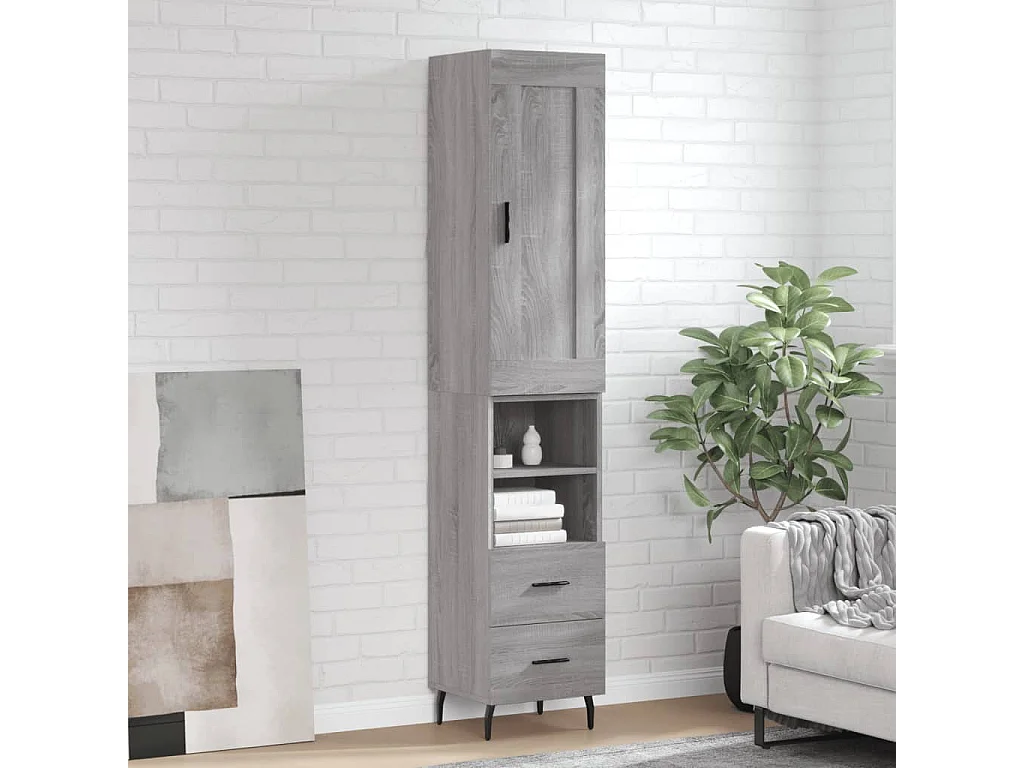 Buffet | Bahut | Meuble de rangement haut Sonoma gris 34,5x34x180 cm Bois d'ingénierie