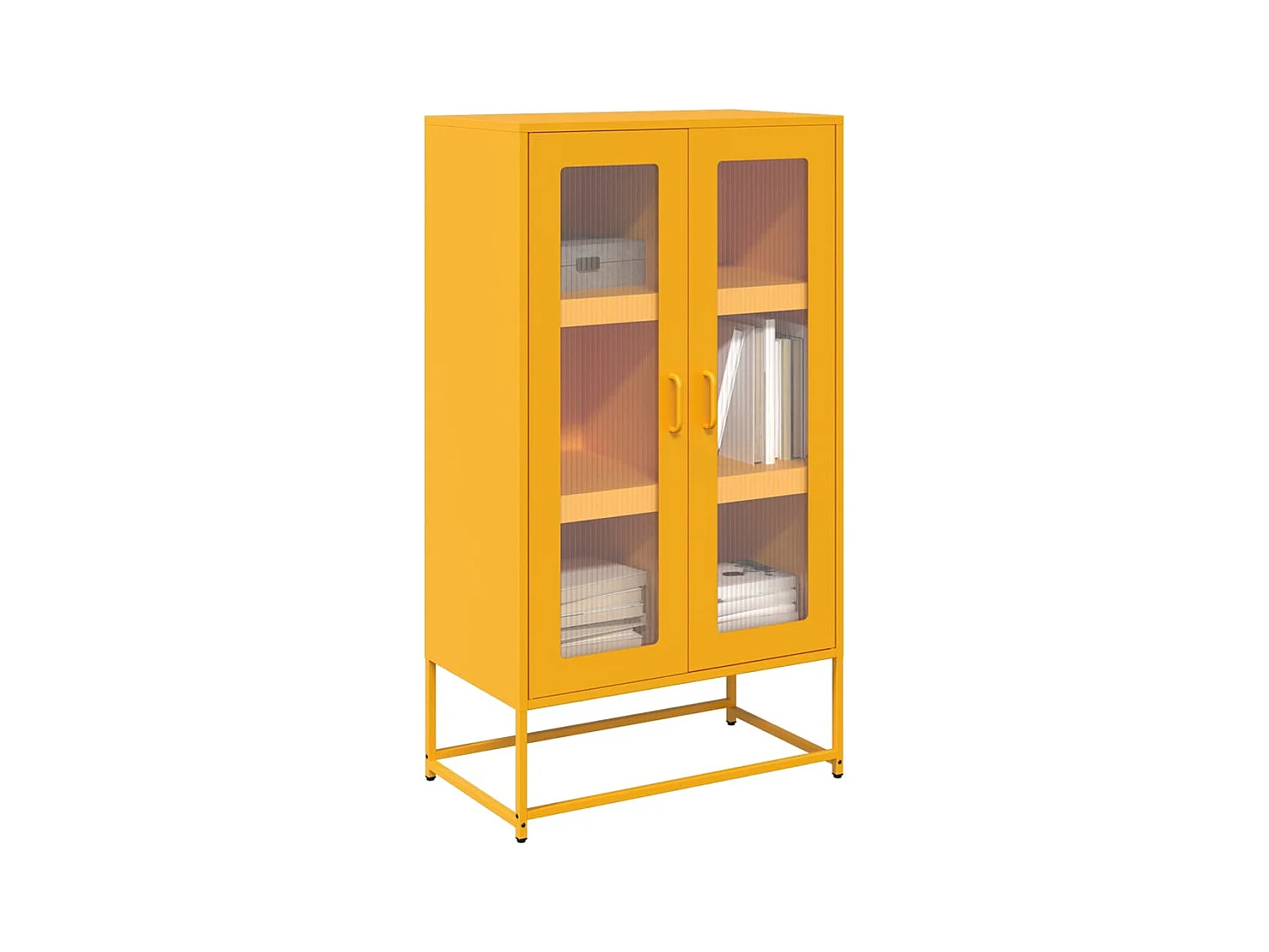 Buffet | Bahut | Meuble de rangement haut jaune moutarde 68x39x123 cm acier