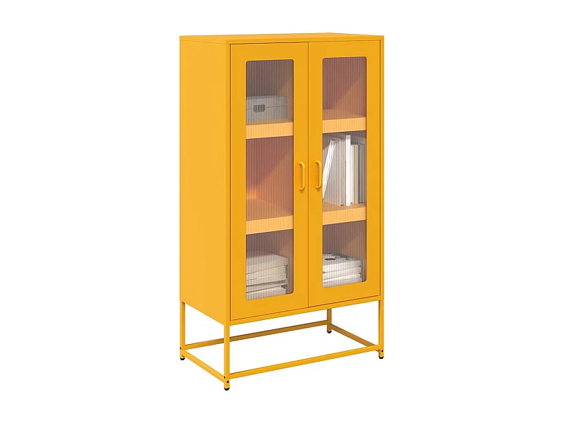 Credenza | Buffet | Armadio Giallo Senape 68x39x123 cm in Acciaio