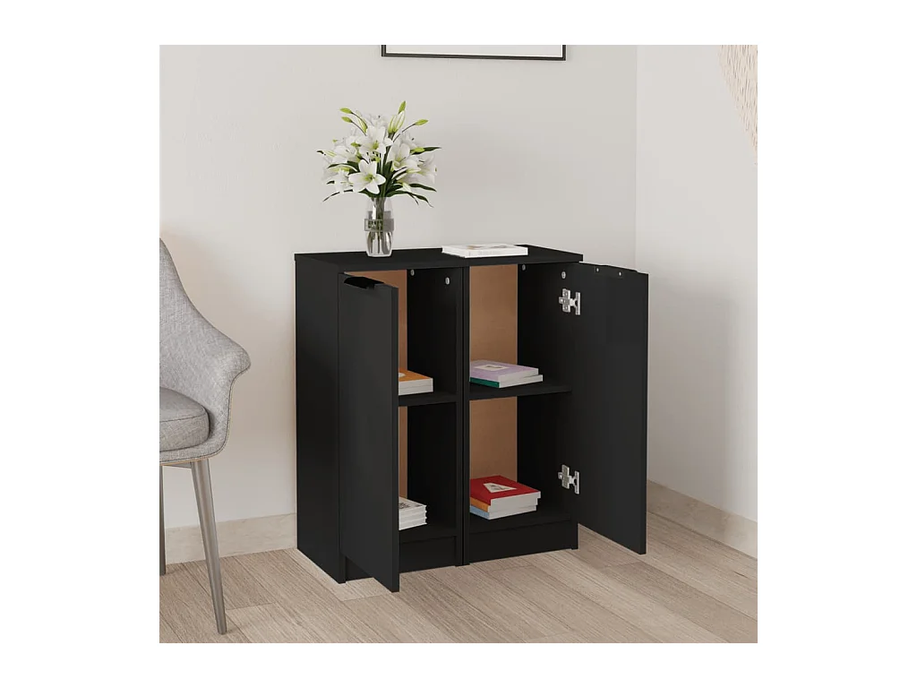 Credenze | Buffet | Armadi 2 pz Nere 30x30x70 cm in Legno Multistrato