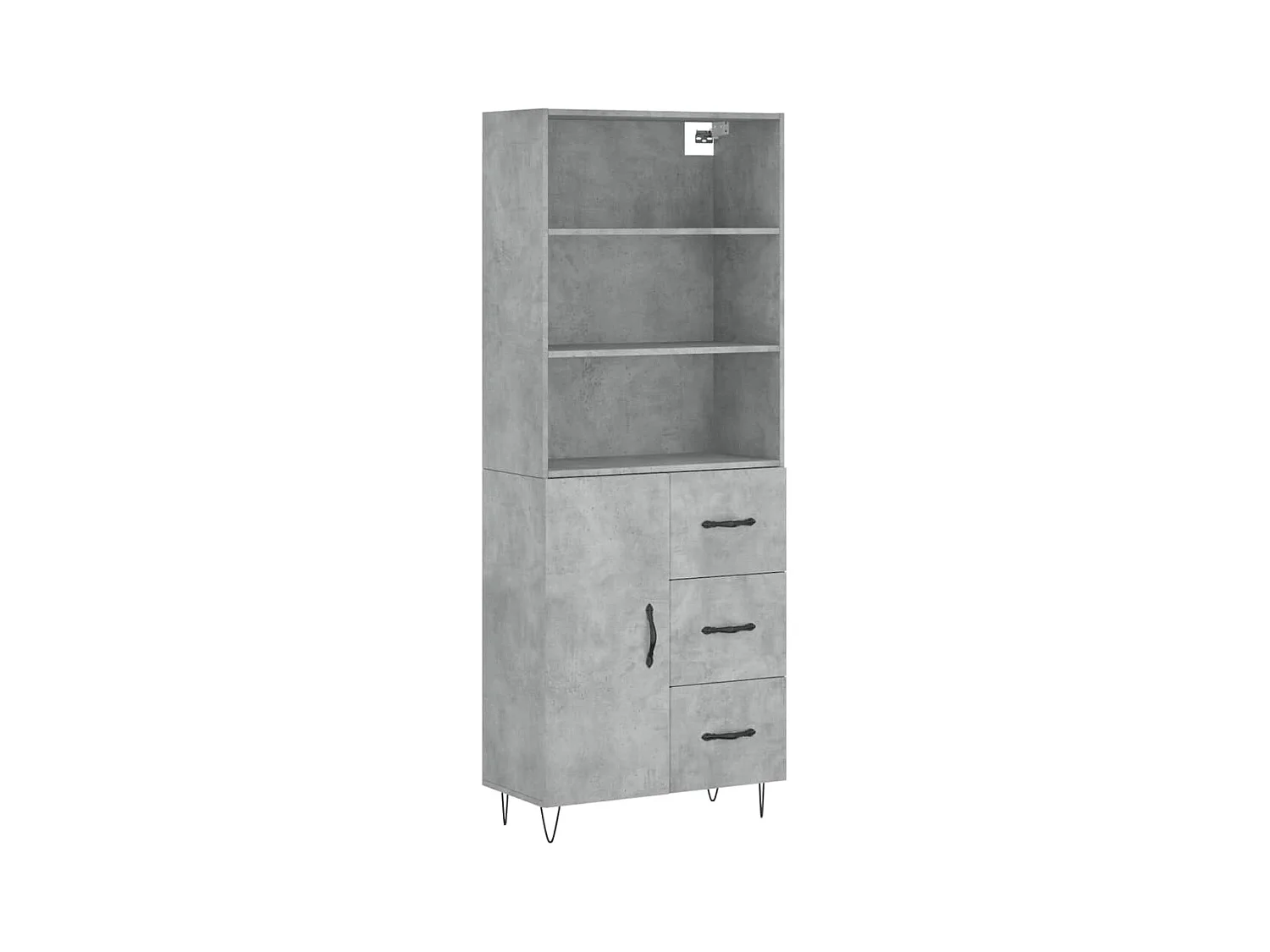 Buffet | Bahut | Meuble de rangement haut Gris béton 69,5x34x180 cm Bois d'ingénierie