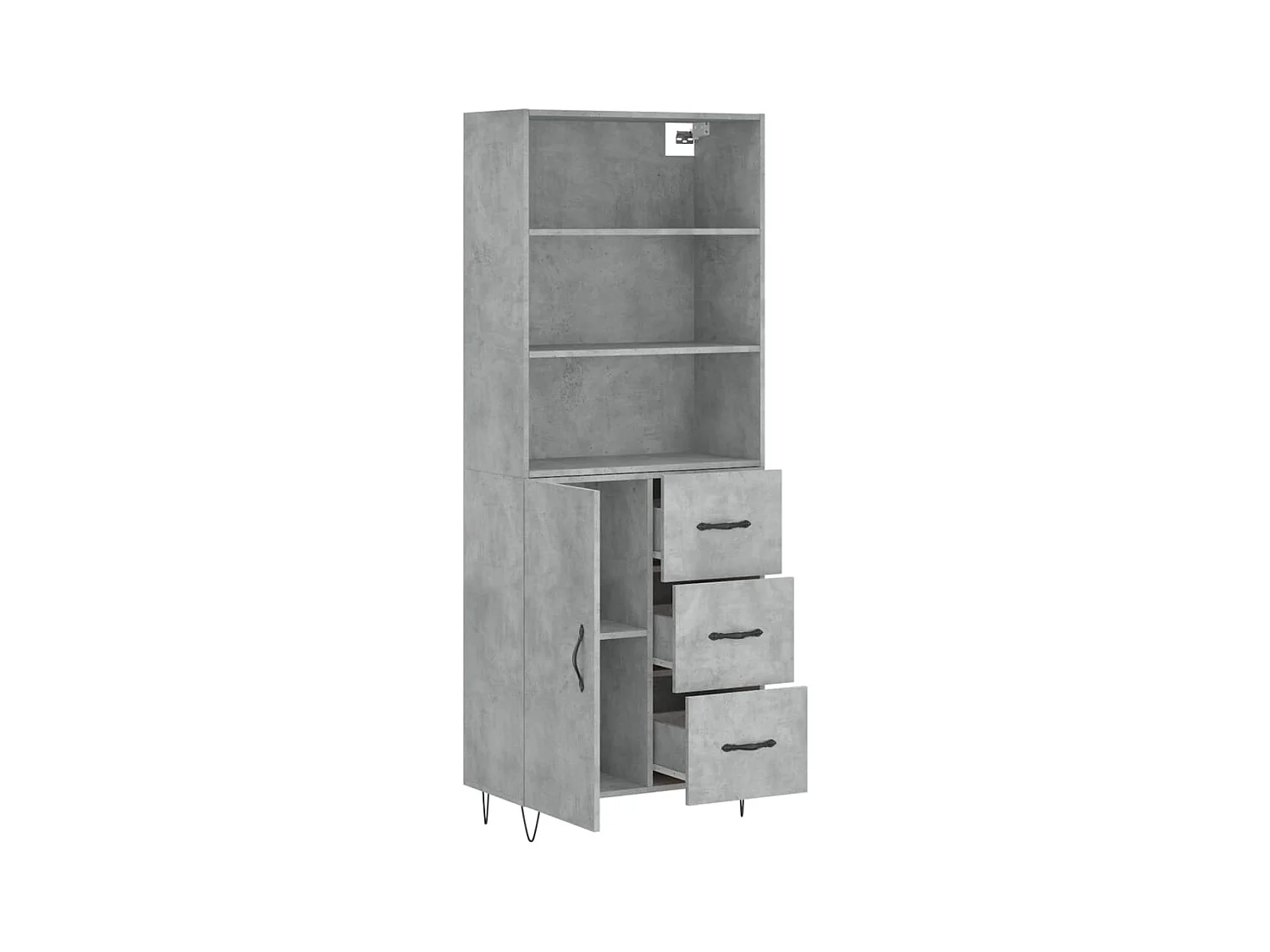Buffet | Bahut | Meuble de rangement haut Gris béton 69,5x34x180 cm Bois d'ingénierie