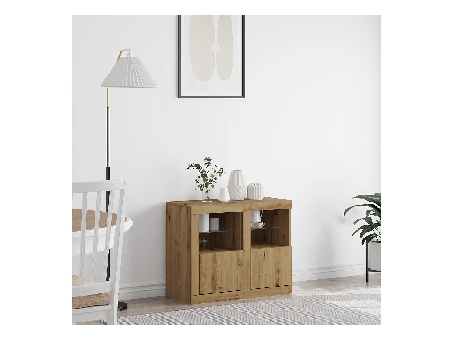 Credenze | Buffet | Armadi Laterali con Luci LED 2 pz Rovere Artigianale 41x37x67 cm