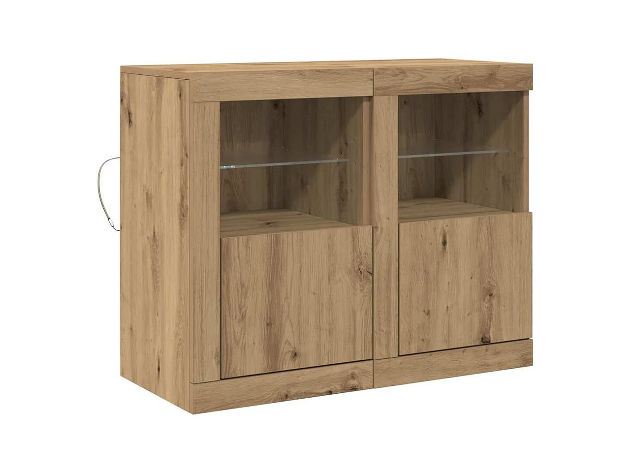 Credenze | Buffet | Armadi Laterali con Luci LED 2 pz Rovere Artigianale 41x37x67 cm