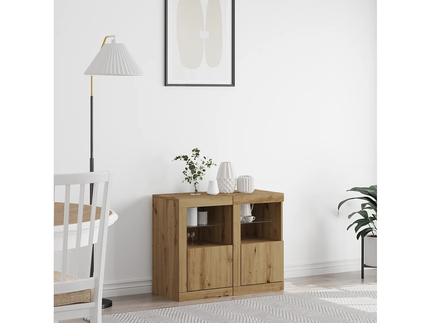 Buffets | Bahuts | Meuble de rangement avec éclairage LED 2 pcs Chêne artisanal 41x37x67 cm