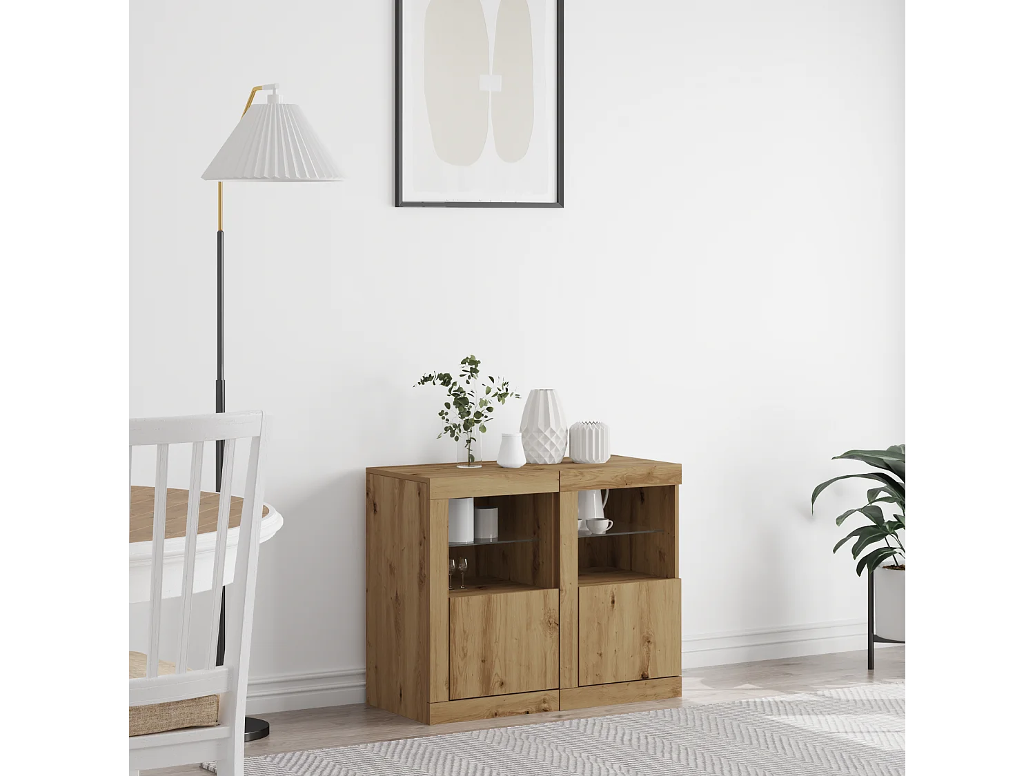 Credenze | Buffet | Armadi Laterali con Luci LED 2 pz Rovere Artigianale 41x37x67 cm