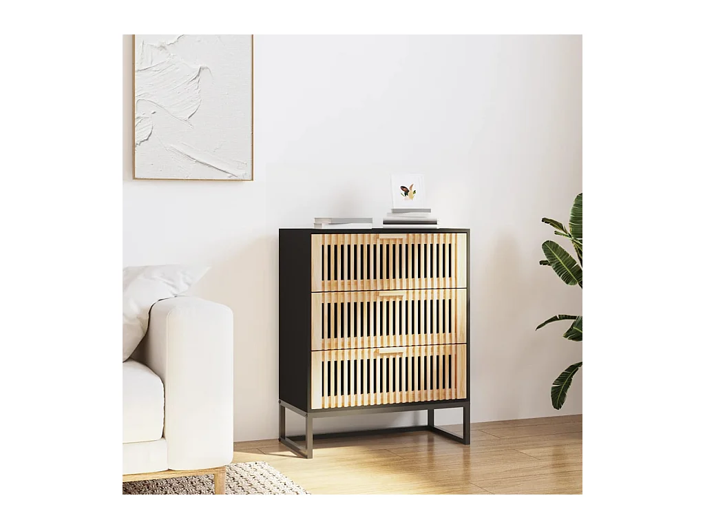 Credenza | Buffet | Armadio Nera 60x30x75 cm in Legno Multistrato