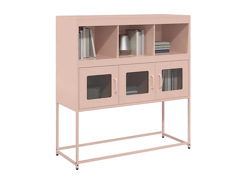 Credenza | Buffet | Armadio Rosa 100,5x39x107 cm in Acciaio Laminato a Freddo
