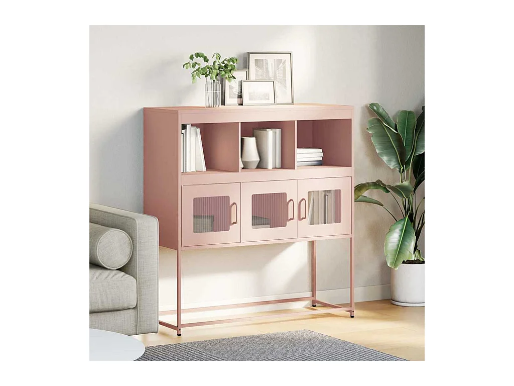 Buffet | Bahut | Meuble de rangement rose 100,5x39x107 cm acier laminé à froid