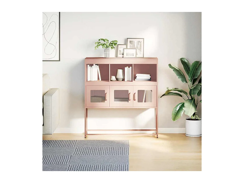 Buffet | Bahut | Meuble de rangement rose 100,5x39x107 cm acier laminé à froid