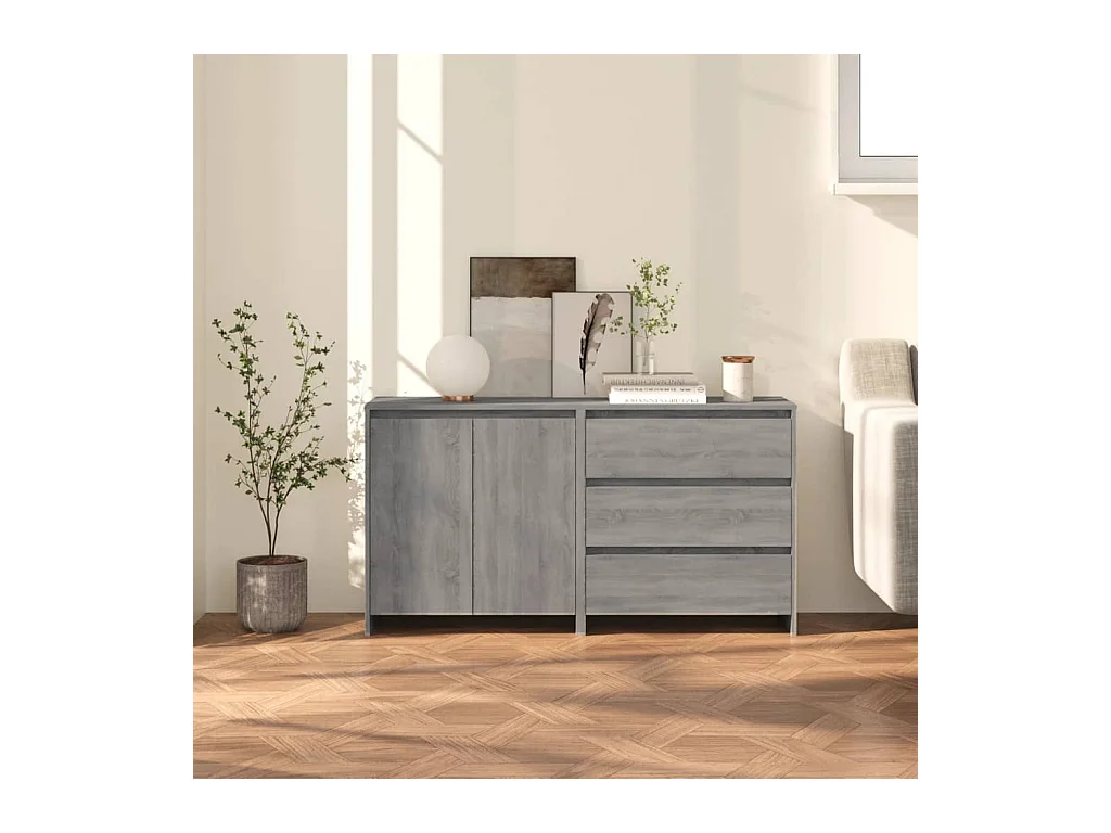 Buffet | Commode à tiroir | Meuble de rangements | Bahuts | Meuble de rangement 2 pcs Sonoma gris Bois d'ingénierie