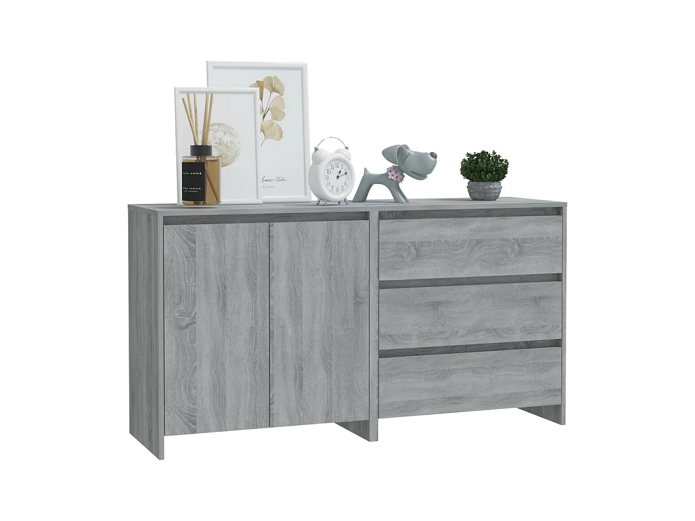 Buffet | Commode à tiroir | Meuble de rangements | Bahuts | Meuble de rangement 2 pcs Sonoma gris Bois d'ingénierie