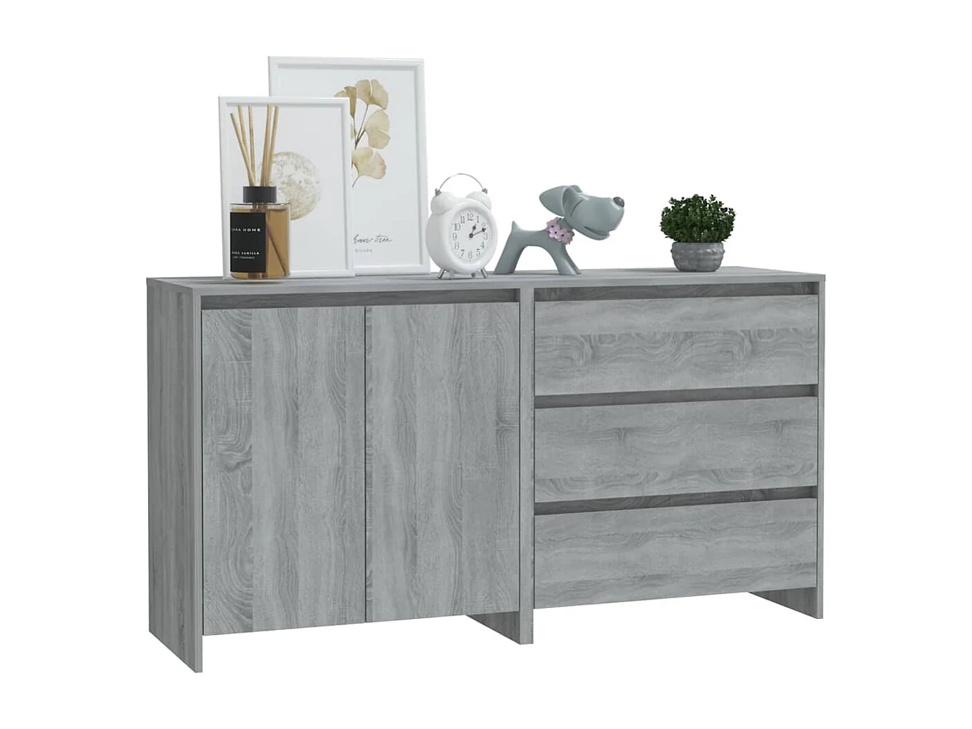 Buffet | Commode à tiroir | Meuble de rangements | Bahuts | Meuble de rangement 2 pcs Sonoma gris Bois d'ingénierie