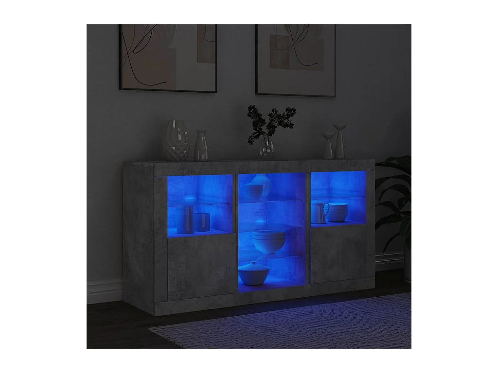 Buffet | Bahut | Meuble de rangement avec lumières LED gris béton 123x37x67 cm