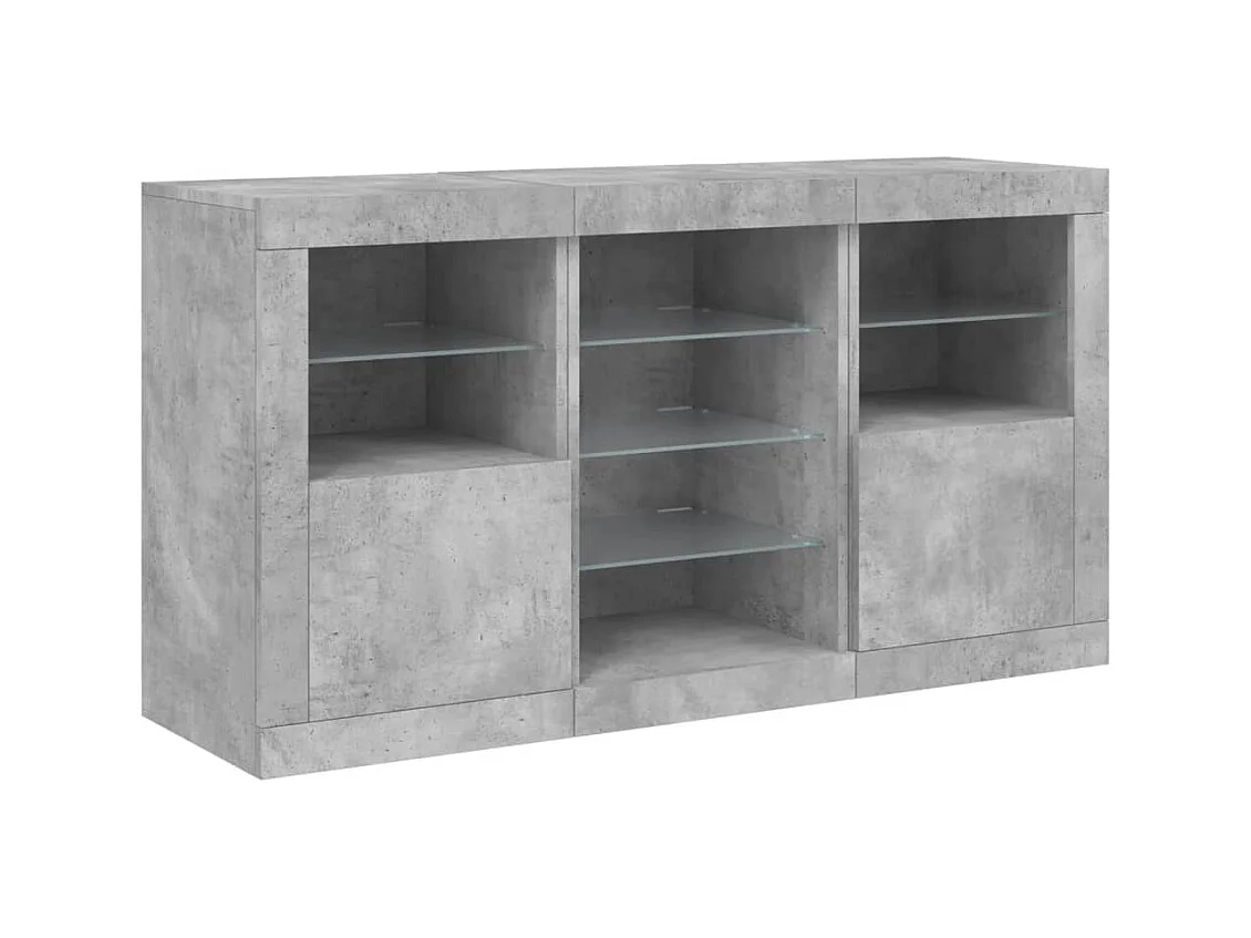 Buffet | Bahut | Meuble de rangement avec lumières LED gris béton 123x37x67 cm