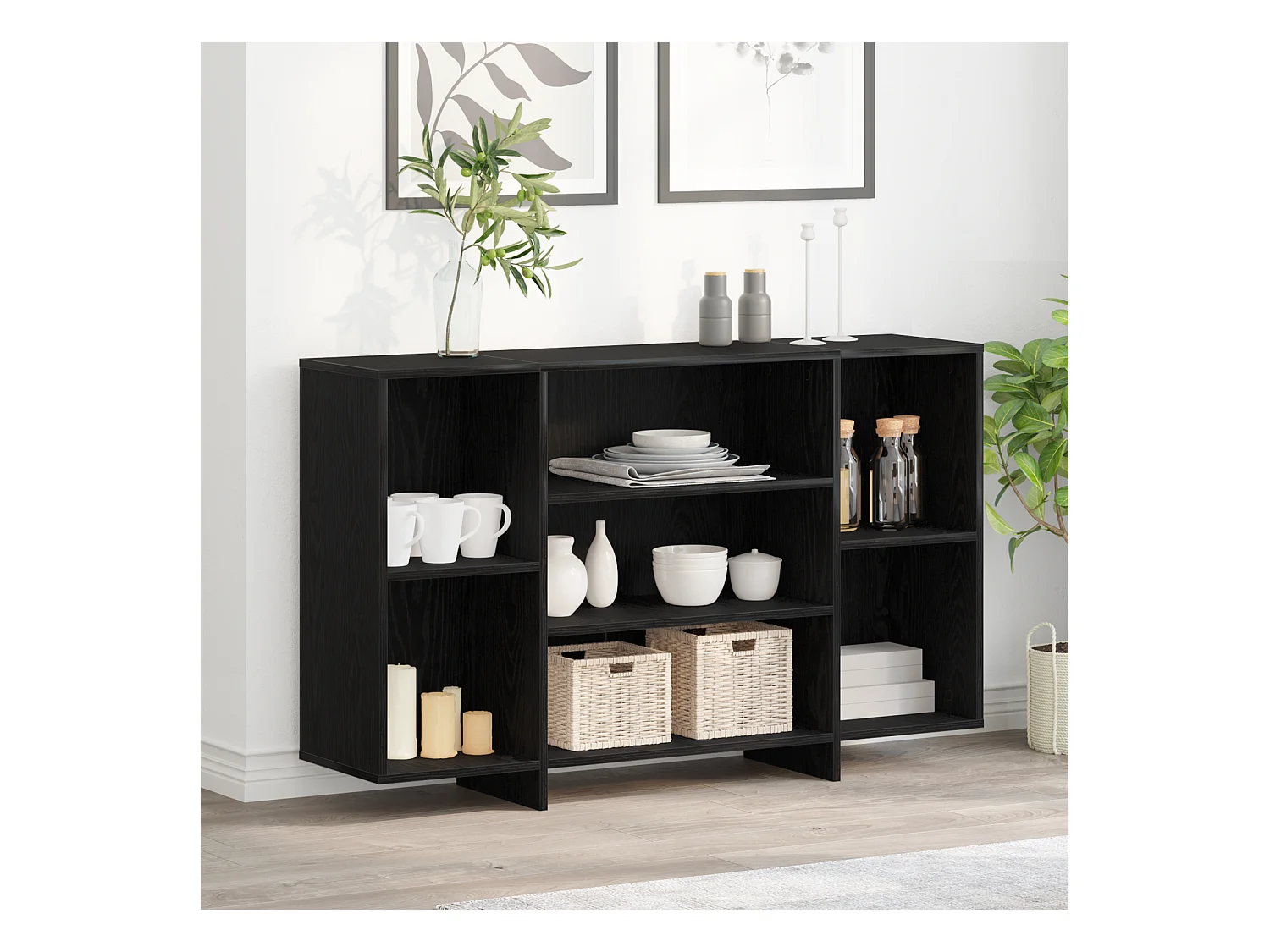 Credenza | Buffet | Armadio Rovere nero 120 x 30 x 75 cm Legno multistrato