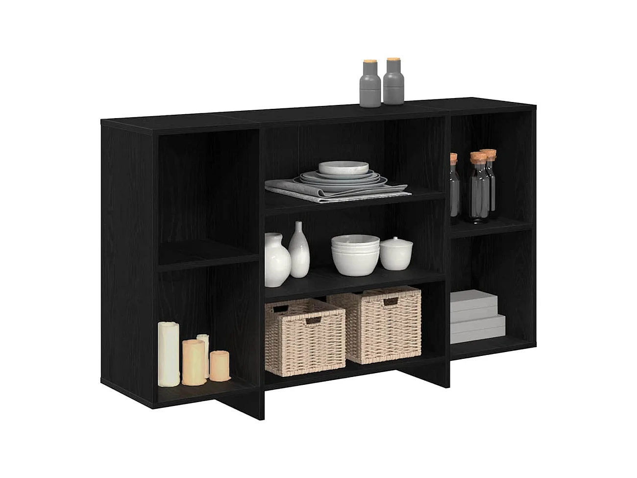 Credenza | Buffet | Armadio Rovere nero 120 x 30 x 75 cm Legno multistrato