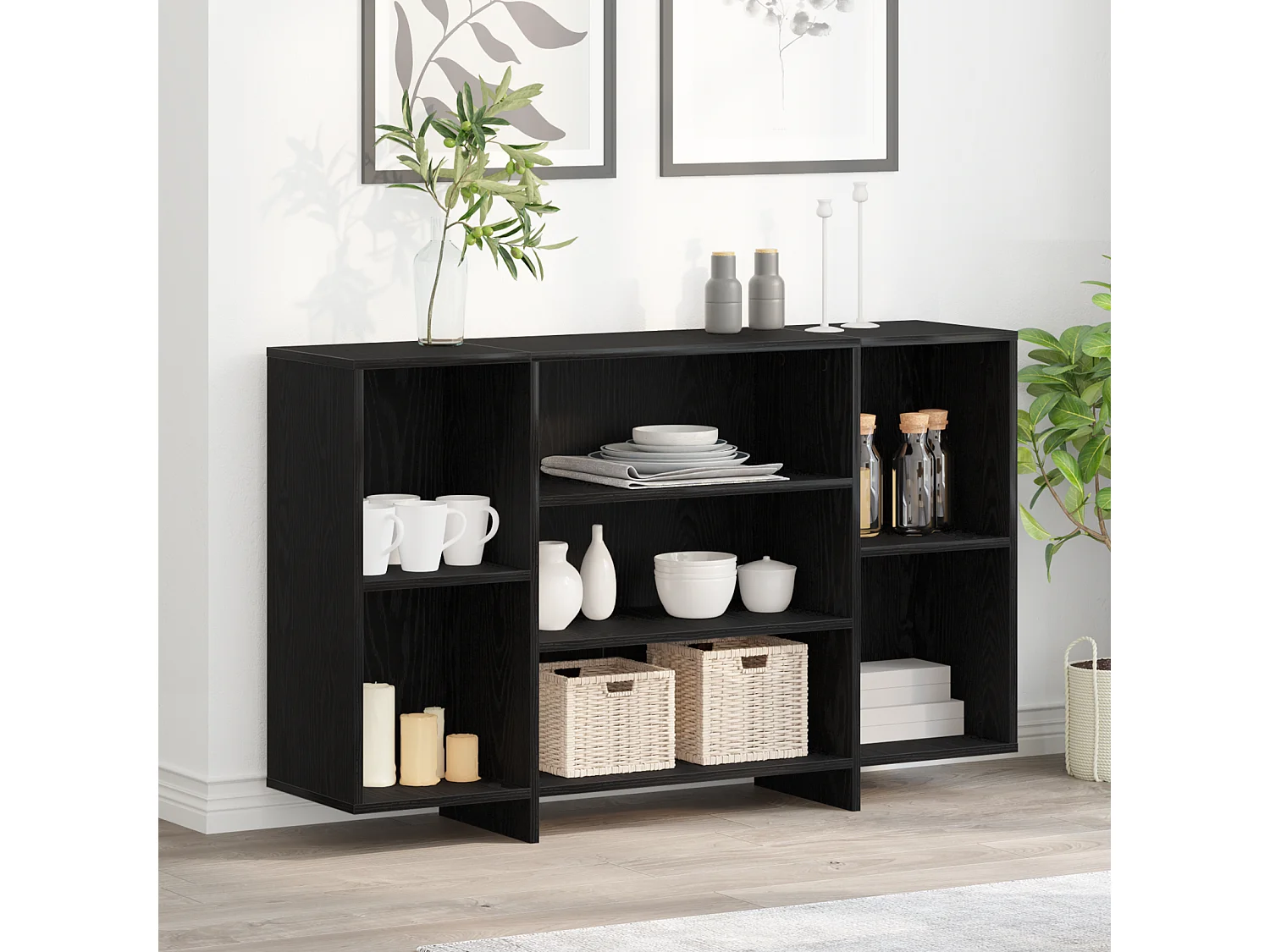 Buffet | Bahut | Meuble de rangement Chêne noir 120 x 30 x 75 cm Bois d'ingénierie