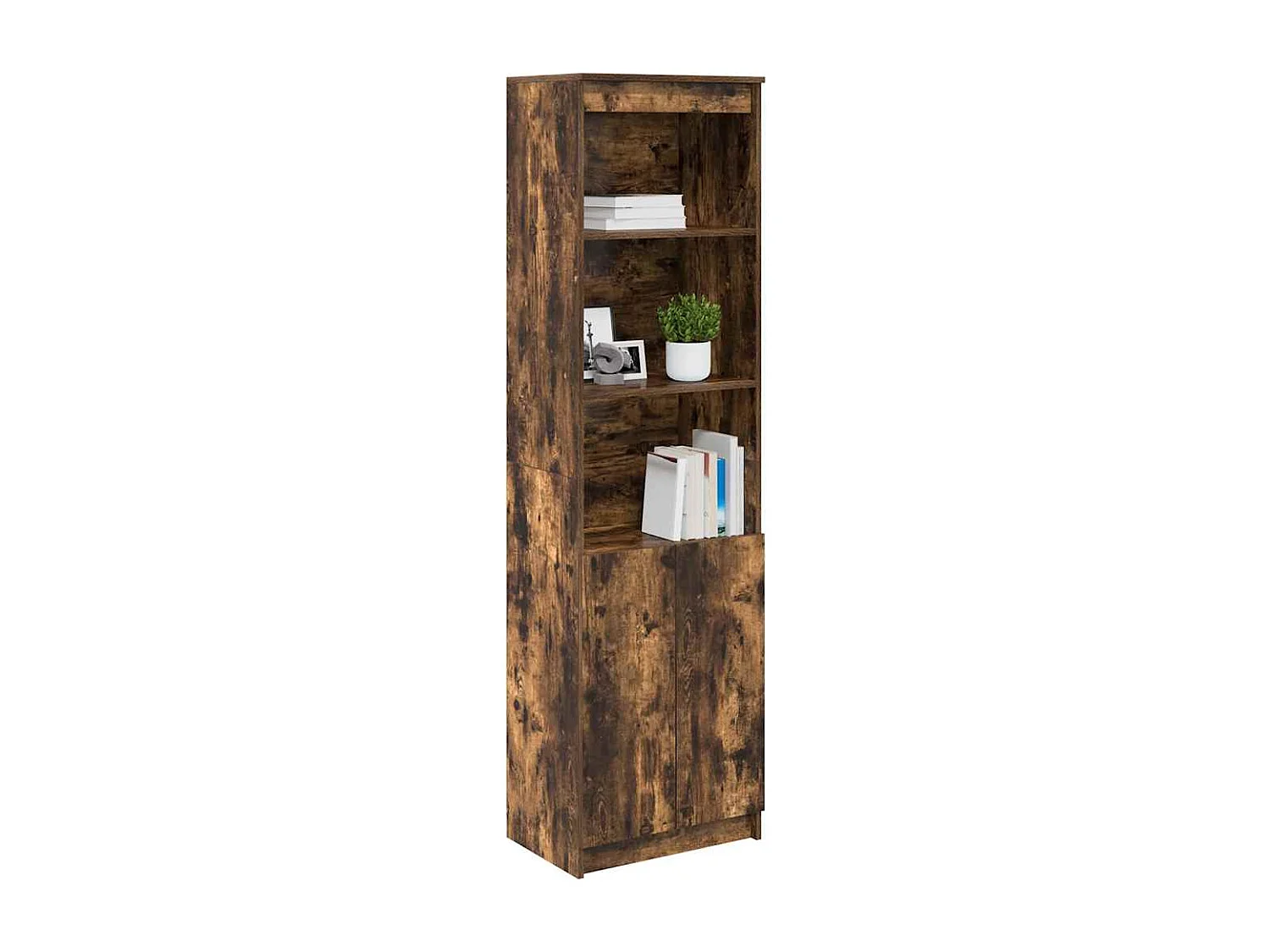 Buffet | Bahut | Meuble de rangement haut chêne fumé 50x35x180 cm bois d'ingénierie