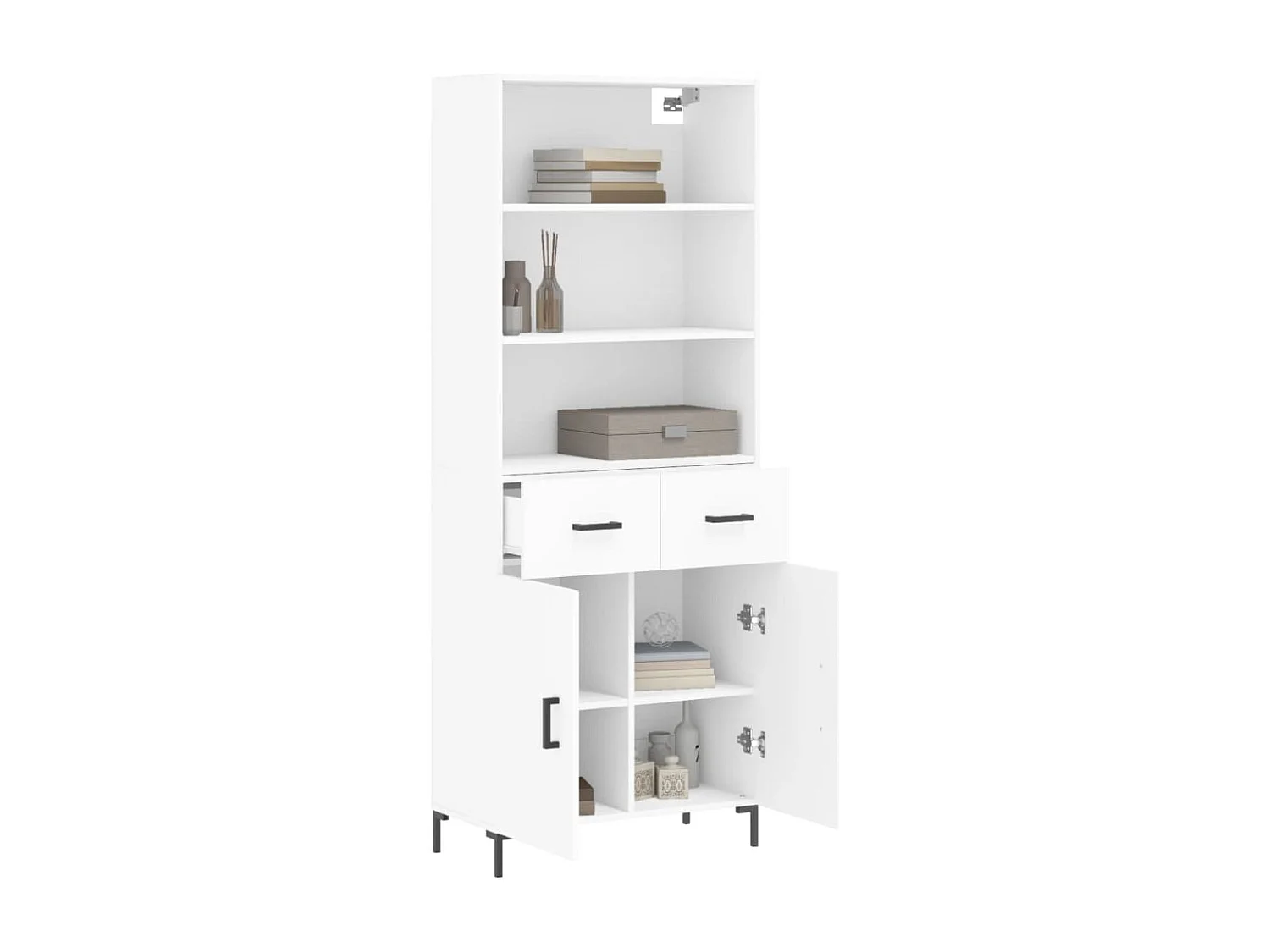 Buffet | Bahut | Meuble de rangement haut Blanc 69,5x34x180 cm Bois d'ingénierie