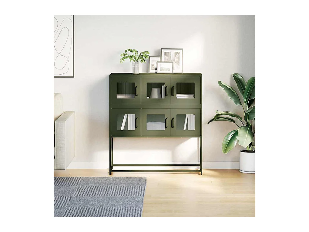 Buffet | Bahut | Meuble de rangement vert olive 100,5x39x107 cm acier laminé à froid
