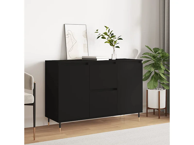 Credenza | Buffet | Armadio Nera 104x35x70 cm in Legno Multistrato