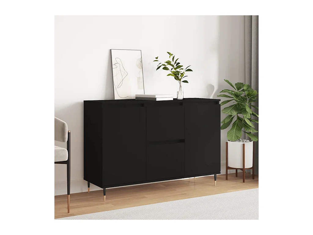 Credenza | Buffet | Armadio Nera 104x35x70 cm in Legno Multistrato