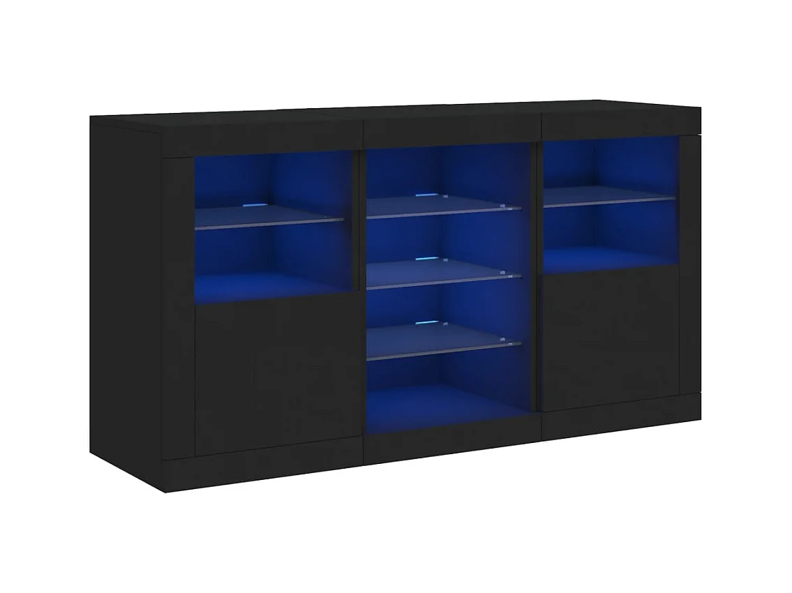 Buffet | Bahut | Meuble de rangement avec lumières LED noir 123x37x67 cm