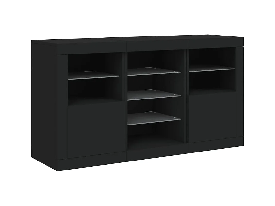 Buffet | Bahut | Meuble de rangement avec lumières LED noir 123x37x67 cm