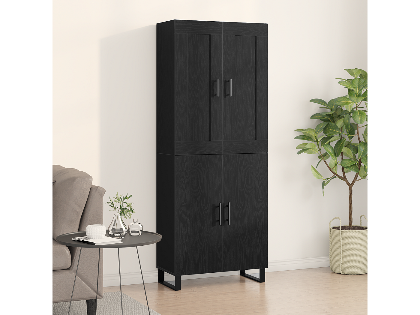 Credenza | Sideboard | Buffet Nero Rovere 69,5x34x90 cm Legno ingegnerizzato CFW400289 | Leroy Merlin
