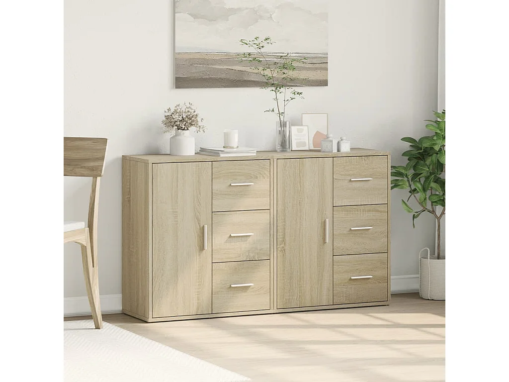 Buffets | Bahuts | Meuble de rangement 2 pcs chêne sonoma 60x31x70 cm bois d'ingénierie