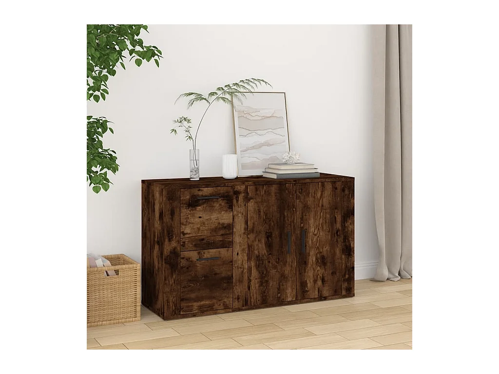 Credenza | Buffet | Armadio Rovere Fumo 100x33x59,5 cm in Legno Multistrato