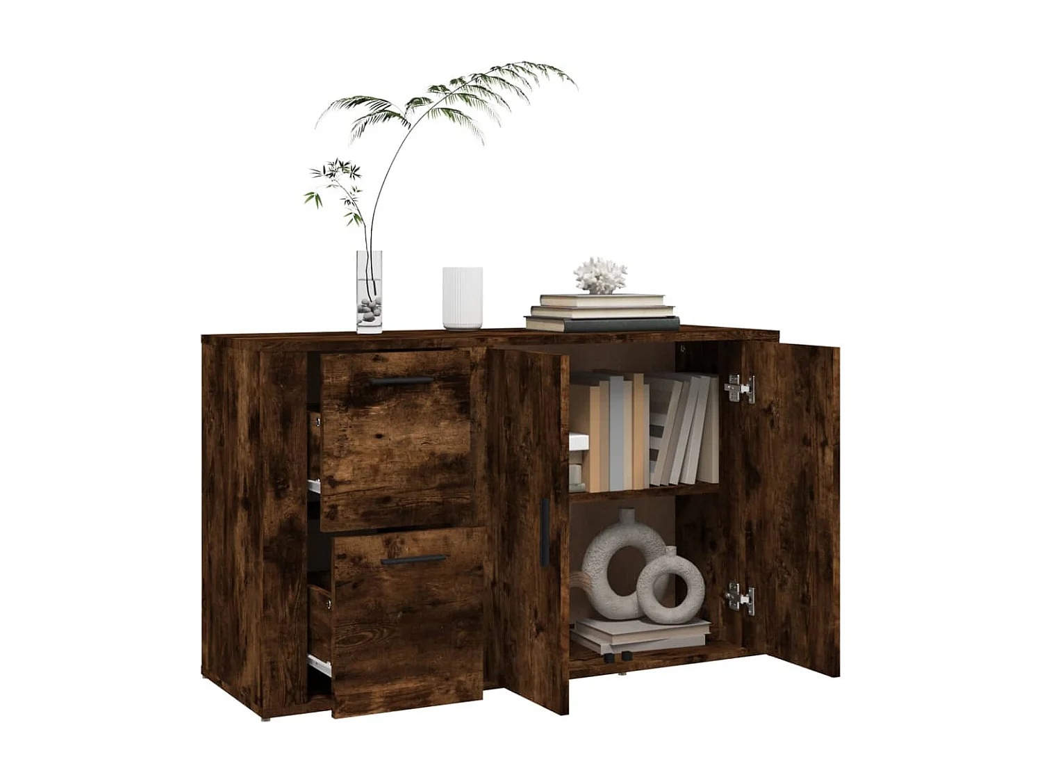 Buffet | Bahut | Meuble de rangement Chêne fumé 100x33x59,5 cm Bois d'ingénierie