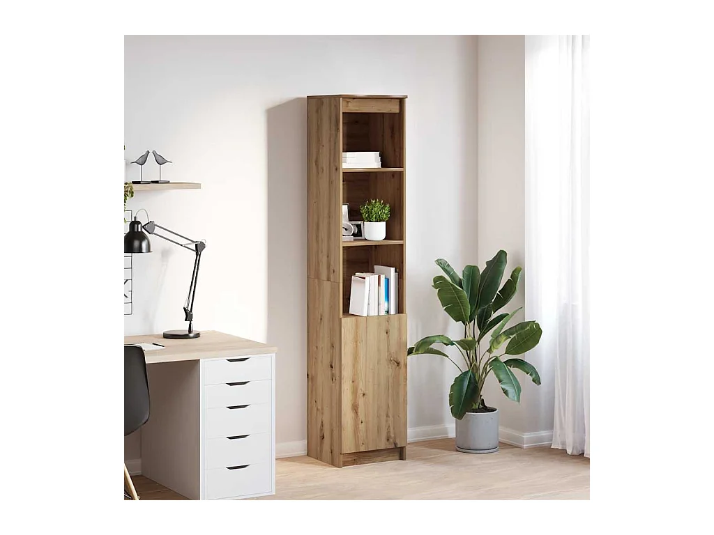Buffet | Bahut | Meuble de rangement haut chêne artisanal 37,5x35x180 cm bois d'ingénierie