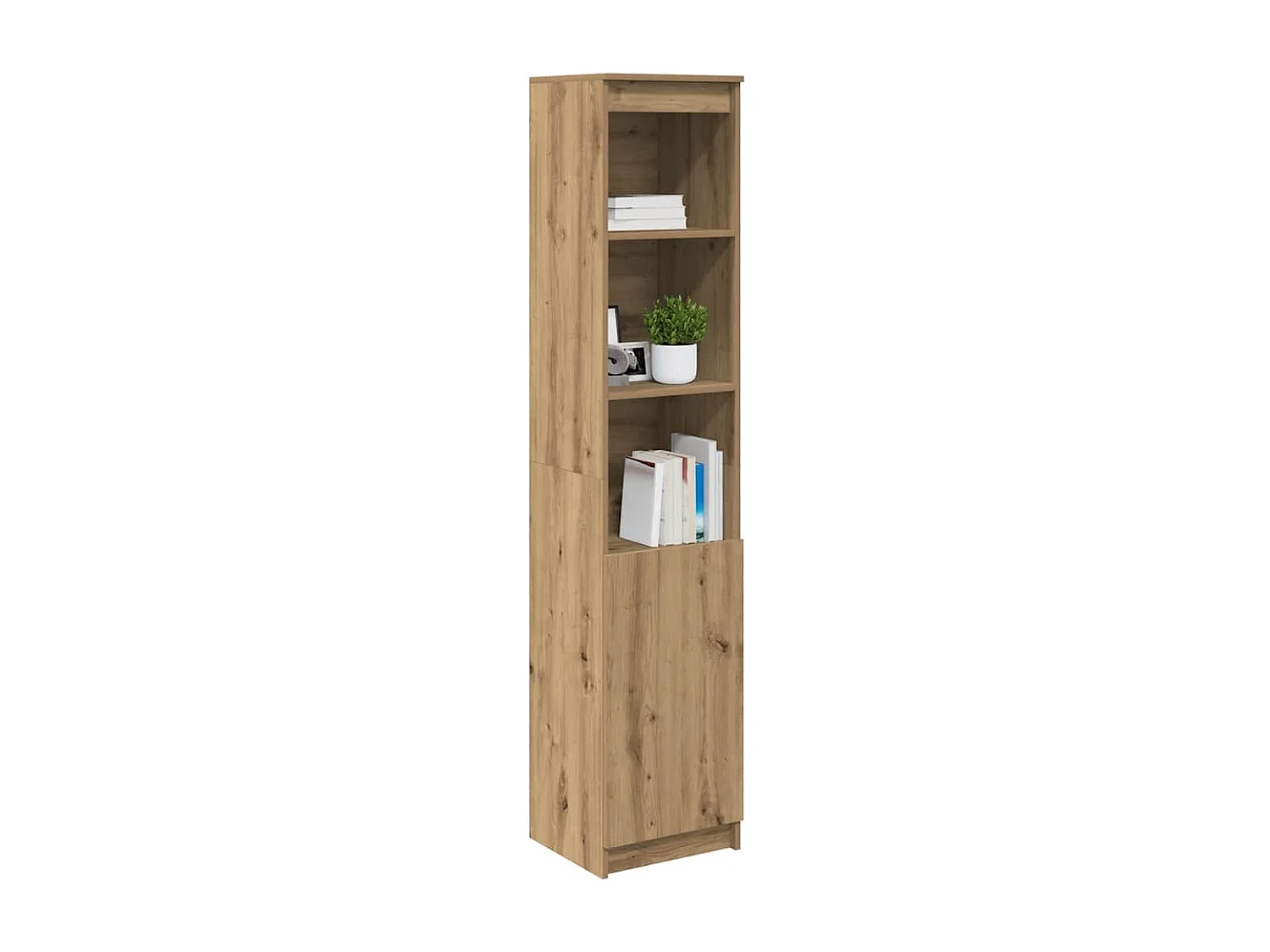 Buffet | Bahut | Meuble de rangement haut chêne artisanal 37,5x35x180 cm bois d'ingénierie