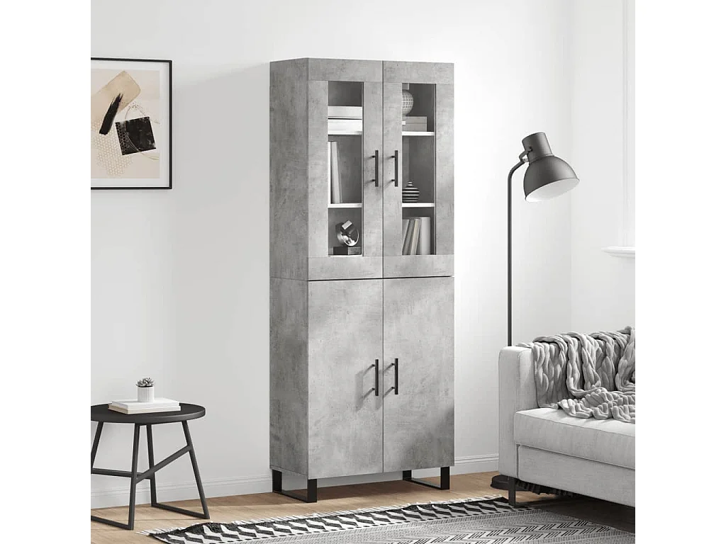 Credenza | Buffet | Armadio Grigio Cemento 69,5x34x180 cm in Legno Multistrato