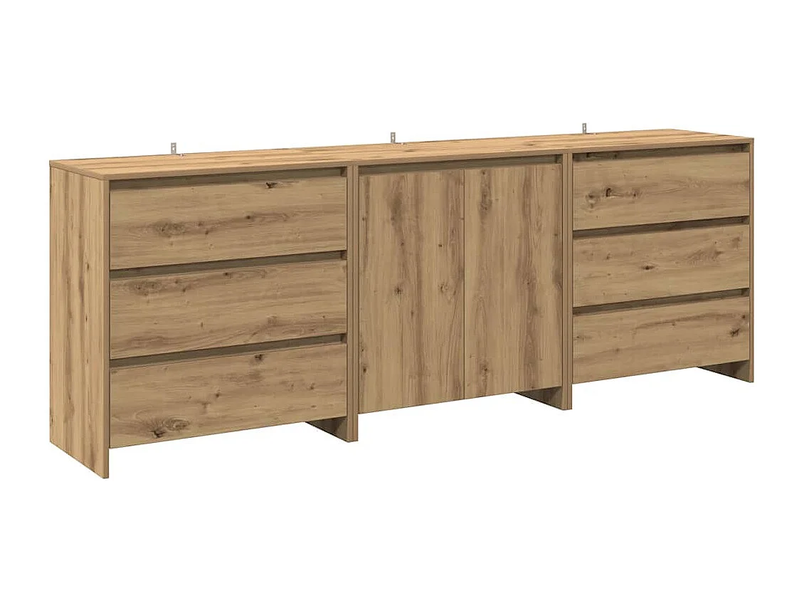 Buffet | Commode à tiroir | Meuble de rangement 3 pcs chêne artisanal bois d'ingénierie