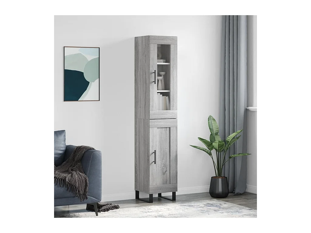 Buffet | Bahut | Meuble de rangement haut Sonoma gris 34,5x34x180 cm Bois d'ingénierie