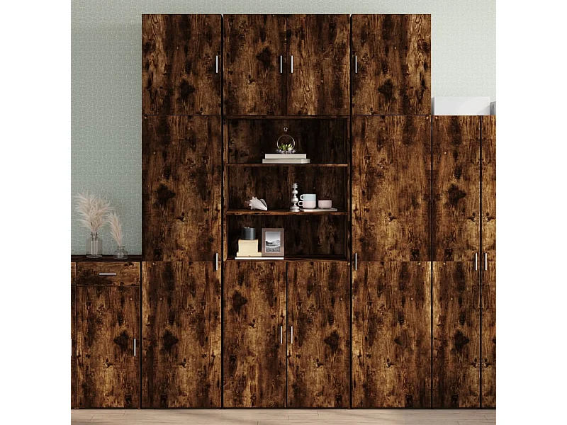 Credenza | Buffet | Armadio Rovere Fumo 80x42,5x249 cm in Legno Multistrato