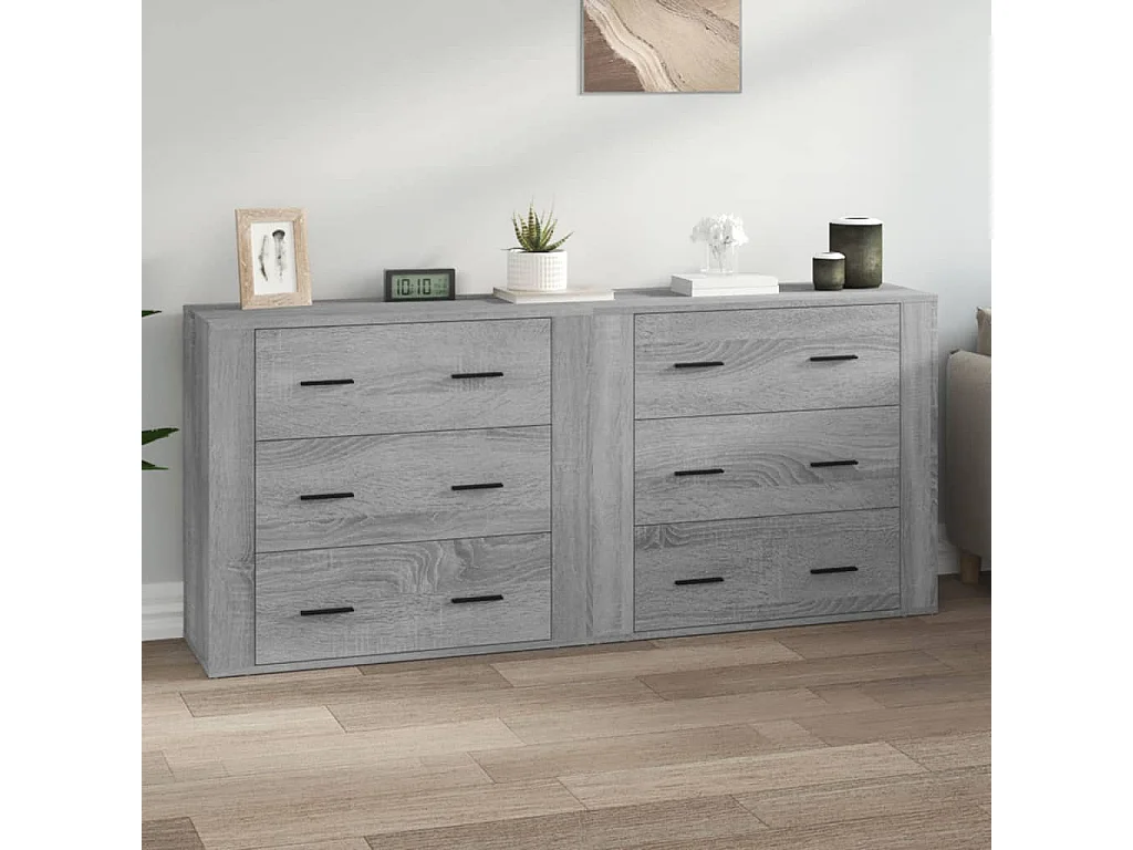 Credenze | Buffet | Armadi 2 pz Grigio Sonoma in Legno Multistrato