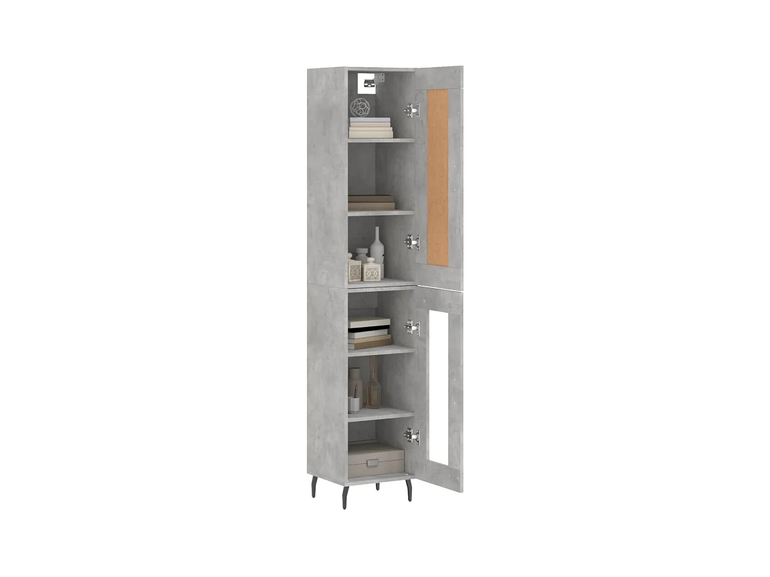 Credenza | Buffet | Armadio Grigio Cemento 34,5x34x180 cm in Legno Multistrato