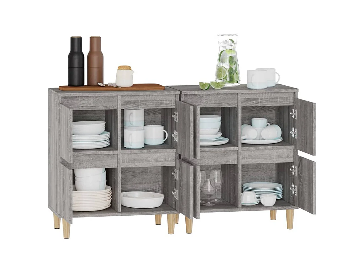 Buffets | Bahuts | Meuble de rangement 2 pcs sonoma gris 60x35x70 cm bois d'ingénierie