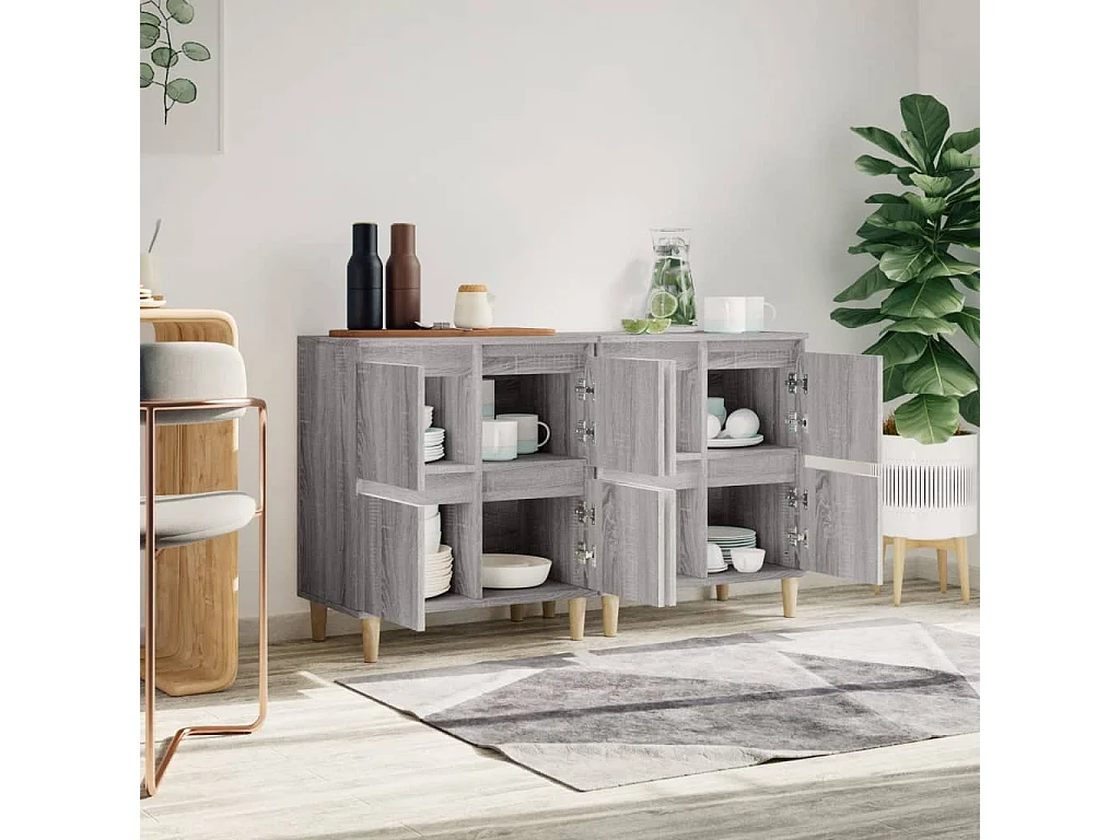 Buffets | Bahuts | Meuble de rangement 2 pcs sonoma gris 60x35x70 cm bois d'ingénierie
