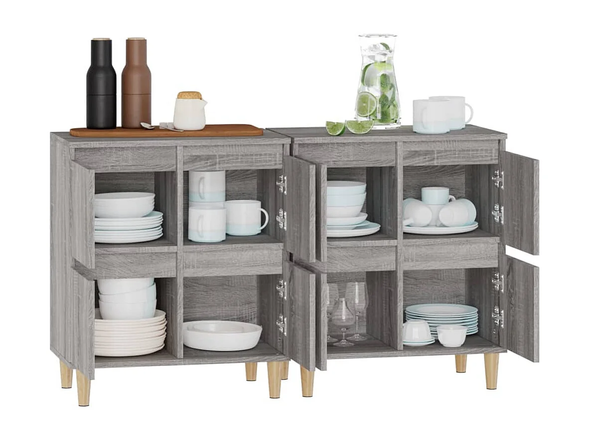Buffets | Bahuts | Meuble de rangement 2 pcs sonoma gris 60x35x70 cm bois d'ingénierie