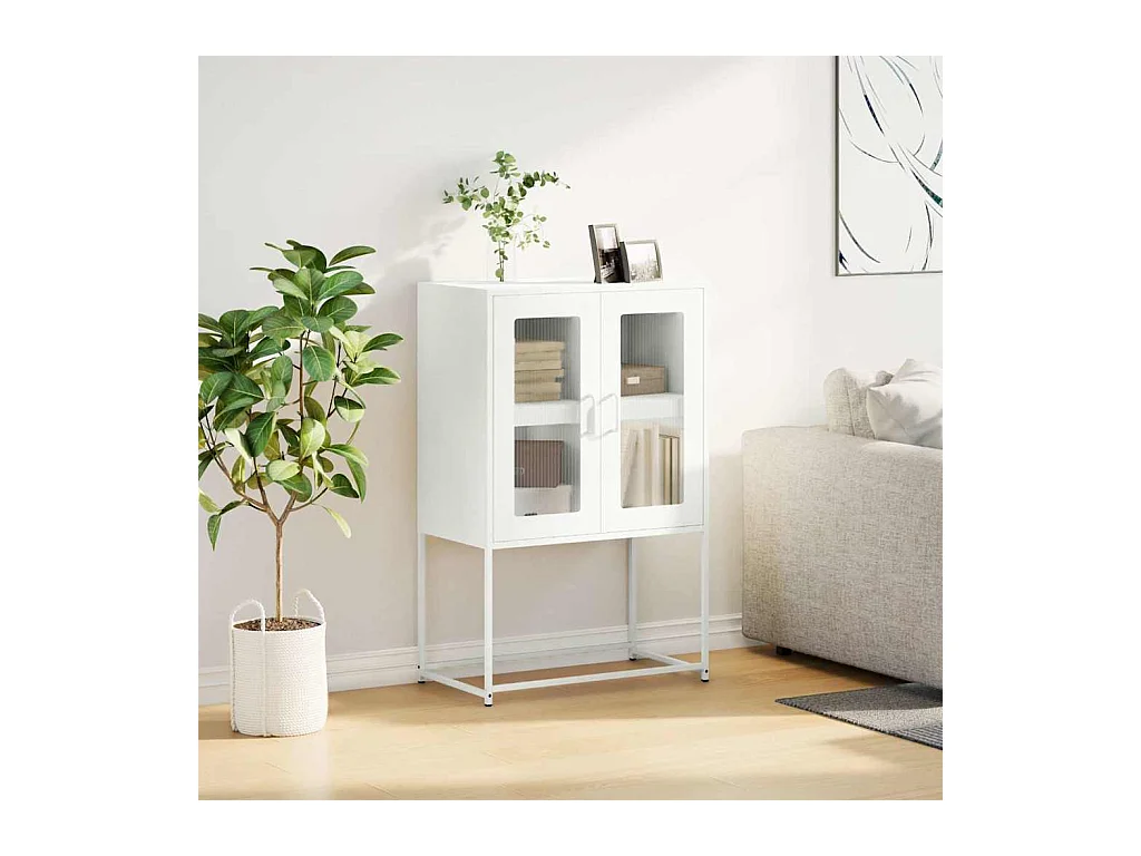 Credenza | Buffet | Armadio Bianca 68x39x107 cm in Acciaio