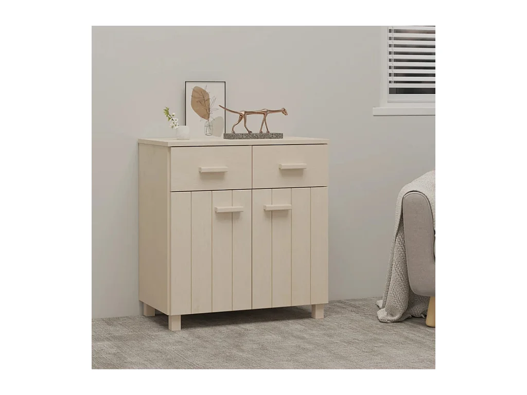 Buffet | Commode à tiroir | Meuble de rangement HAMAR Marron miel 79x40x80 cm Bois massif de pin