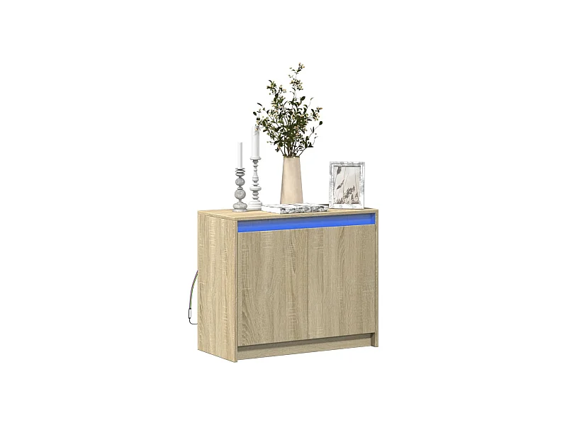 Buffet | Bahut | Meuble de rangement avec LED chêne sonoma 72x34x61 cm bois d'ingénierie