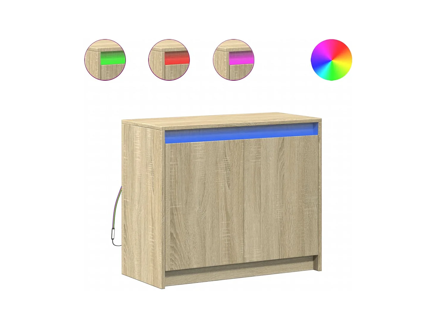 Buffet | Bahut | Meuble de rangement avec LED chêne sonoma 72x34x61 cm bois d'ingénierie