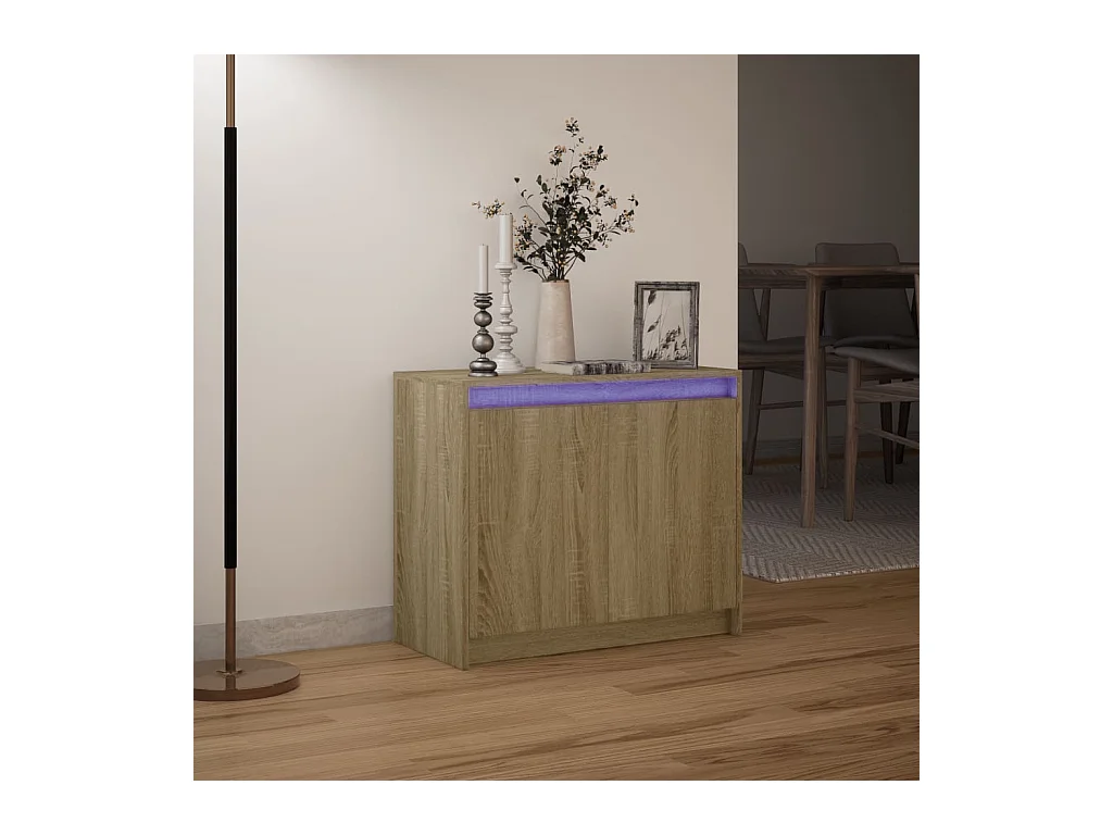 Buffet | Bahut | Meuble de rangement avec LED chêne sonoma 72x34x61 cm bois d'ingénierie